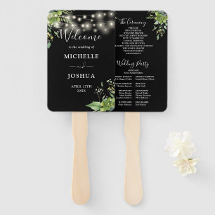 Grünes Blumenstrauß Hochzeitsprogramm Fächer