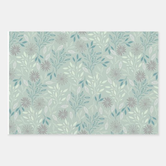 Grünes Blumenumhüllungspapier Set 3 Geschenkpapier Set (Vorderseite)