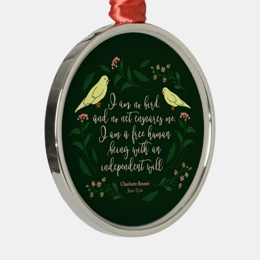 Grünes Blumenzitat Charlotte Bronte vogel-Janes Ornament Aus Metall (Rechts)