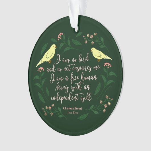 Grünes Blumenzitat vogel-Charlottes Bronte Jane Ornament (Vorderseite)