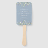 Grünes Blumiges Staubblaues Hochzeitsprogramm Fächer (Vorderseite)