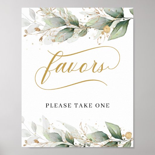 Grünes boho eucalyptus goldfarbenes Blätter bevorz Poster (Vorne)