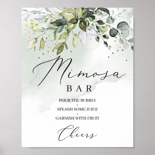 Grünes boho foliage eucalyptus mimosa Bar Poster (Vorne)