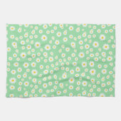 Grünes Boho-Frühlingsmuster mit Gänseblümchen Geschirrtuch (Horizontal)