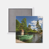 Grünes Boot in einem Fjord in Norwegen Magnet (Vorderseite/Rückseite)