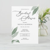 Grünes Botanisches Blätter Brautparty Einladung (Stehend Vorderseite)
