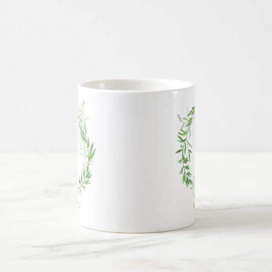 Grünes botanisches Blätter Kranz | Imitate Gold Mr Kaffeetasse (Mittel)