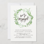 Grünes botanisches Blätterwreath-Verlobungs-Party Einladung (Vorderseite)