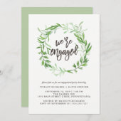 Grünes botanisches Blätterwreath-Verlobungs-Party Einladung (Vorne/Hinten)