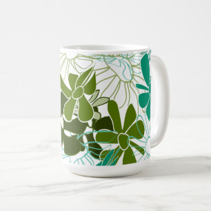 Grünes botanisches Blattmuster Minimaler florale Kaffeetasse
