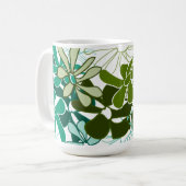 Grünes botanisches Blattmuster | Minimaler florale Kaffeetasse (Vorderseite Links)