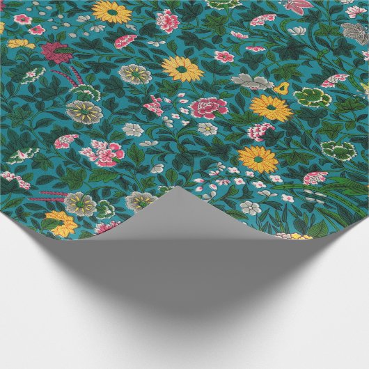 Grünes botanisches Faltpapier Geschenkpapier (Ecke)