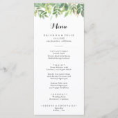Grünes botanisches Foliage Calligrafy Dinner Menükarte (Vorderseite)