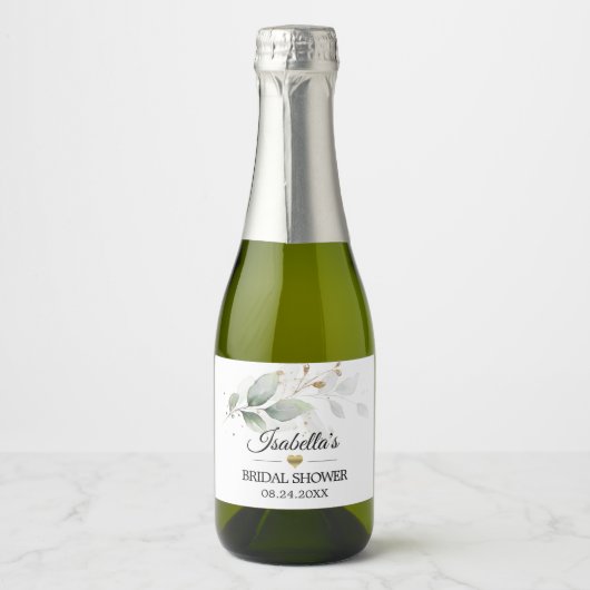 Grünes botanisches Foliage Wedding Brautparty Schaumweinetikett (Vorderseite)
