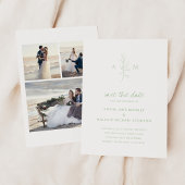 Grünes botanisches Foto mit sauberem Sage Elegante Save The Date