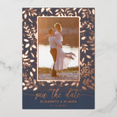 Grünes botanisches Foto Save the Date Folieneinladung (Vorderseite)