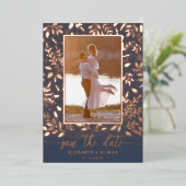 Grünes botanisches Foto Save the Date Folieneinladung (Stehend vorne)