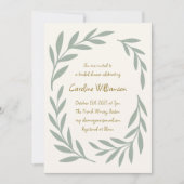 Grünes botanisches handgeschriebenes Brautparty Einladung (Vorderseite)