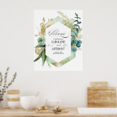 Grünes botanisches Hochzeitssymbol Poster (Küche)