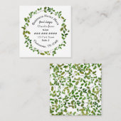 Grünes botanisches Kranz-Floristen-Quadrat Quadratische Visitenkarte (Vorne/Hinten)