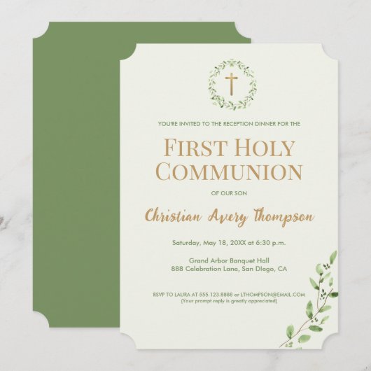 Grünes botanisches Krustengold erste Kommune Einladung (Vorne/Hinten)