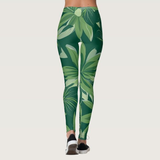 Grünes botanisches Leaf-Leggings Leggings (Rückseite)