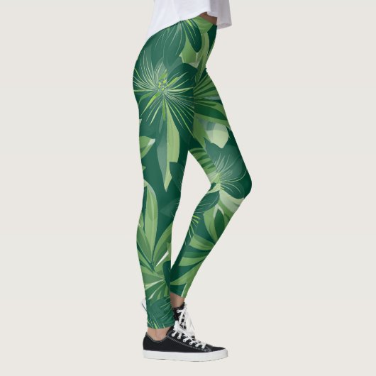 Grünes botanisches Leaf-Leggings Leggings (Rechts)