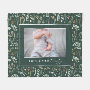 Grünes botanisches und modernes Foto Fleecedecke