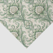 Grünes botanisches Vintage-Muster Seidenpapier (Detail)