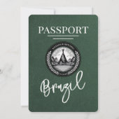 Grünes Brasilien Reisepass Einladung zur Hochzeit (Rückseite)