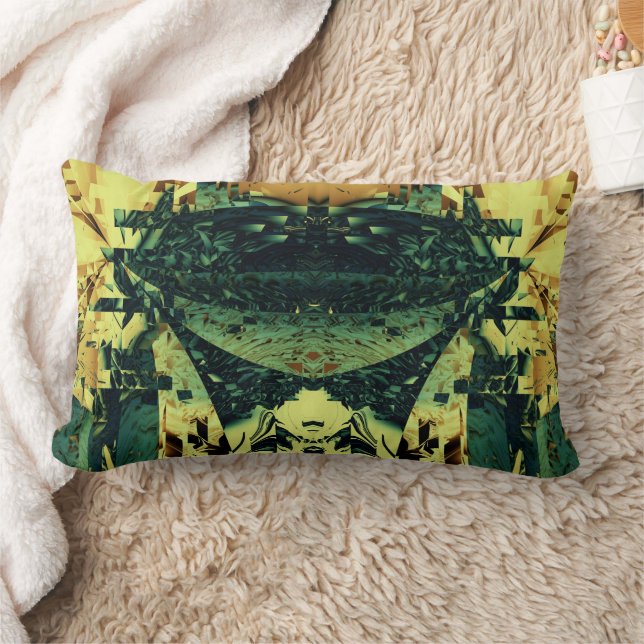 Grünes, braunes, gelbes Design Lendenkissen (Decke)