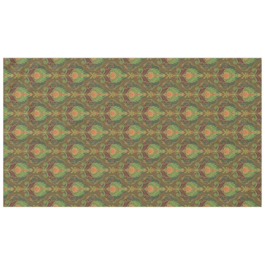 Grünes, Braunes und Goldenes Blumenmuster im Vinta Tischdecke (Vorderseite (Horizontal))
