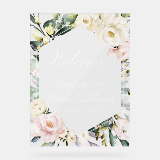 Grünes Brautparty Begrüßung Akryllisches Zeichen Acrylschild (Vorderseite)