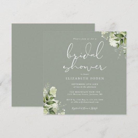 Grünes Brautparty Einladung (Vorne/Hinten)