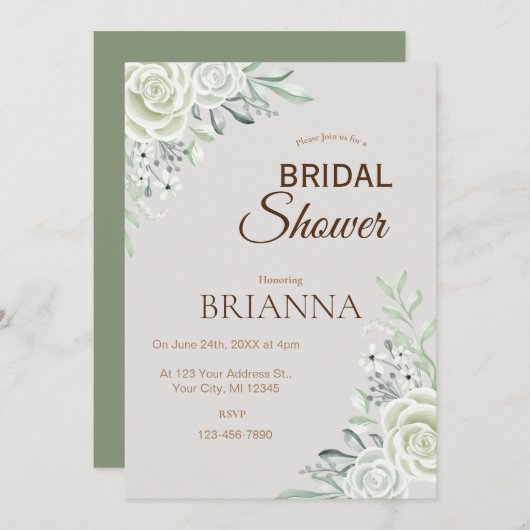 Grünes Brautparty Einladung (Vorne/Hinten)