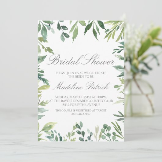 Grünes Brautparty Einladung (Stehend Vorderseite)