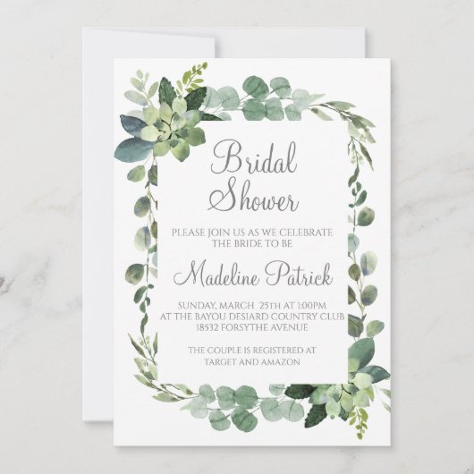 Grünes Brautparty Einladung (Vorderseite)