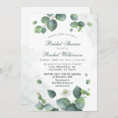 Grünes Brautparty Eukalyptus Sukkulent Einladung (Vorne/Hinten)