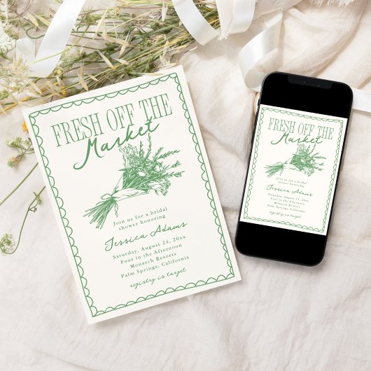 Grünes Brautparty für den Markt Einladung