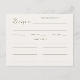 Grünes Brautparty für handgeschriebenes Blatt Begleitkarte