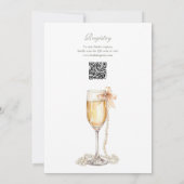 Grünes Brautparty für Perlen und Prosecco-QR-Code Einladung (Rückseite)