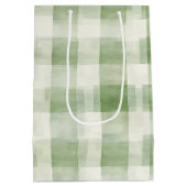 Grünes Brautparty in der Landwirtschaft Kariert Mittlere Geschenktüte (Rückseite)