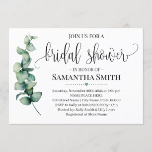 Grünes Brautparty Minimalistische Hochzeit Einladung
