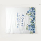 Grünes Brautparty mit blauer Blume Hintergrund Wandteppich (Vorderseite (Horizontal))