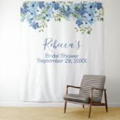 Grünes Brautparty mit blauer Blume Hintergrund Wandteppich (Beispiel)