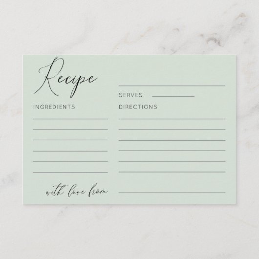 Grünes Brautparty mit einfachem Format Begleitkarte (Rückseite)