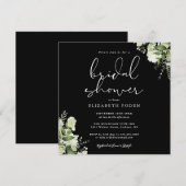 Grünes Brautparty Schwarz-Weiß Einladung (Vorne/Hinten)