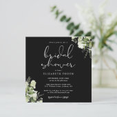 Grünes Brautparty Schwarz-Weiß Einladung (Stehend Vorderseite)