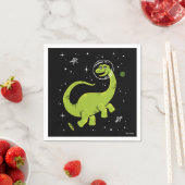 Grünes Brontosaurus Dinos im Weltraum Serviette (Beispiel)