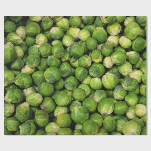 Grünes Brüsseler Gemüsemuster Geschenkpapier (Flach)